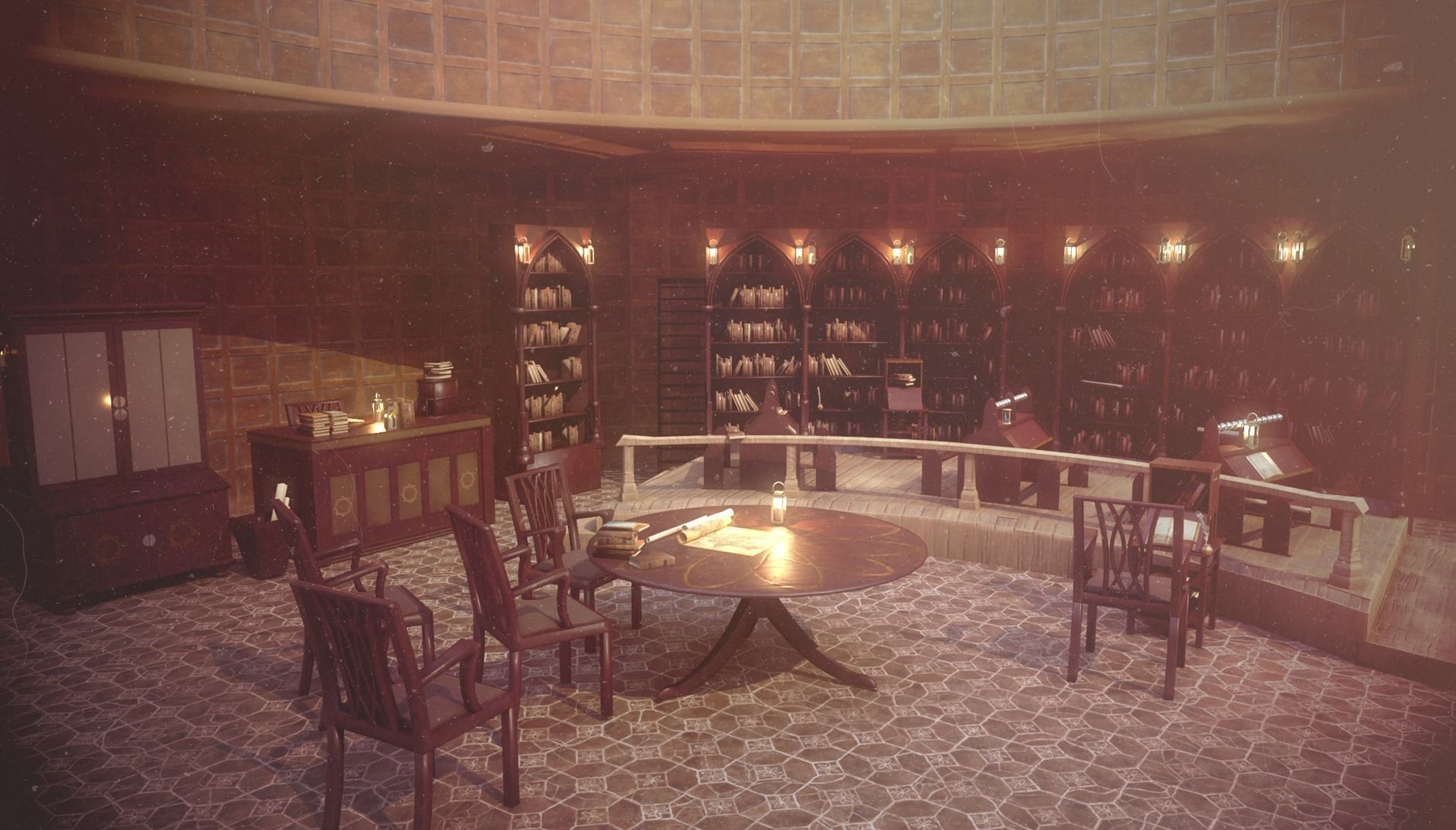 Medieval Library Model Pack Mocha Low-poly 3D model_6