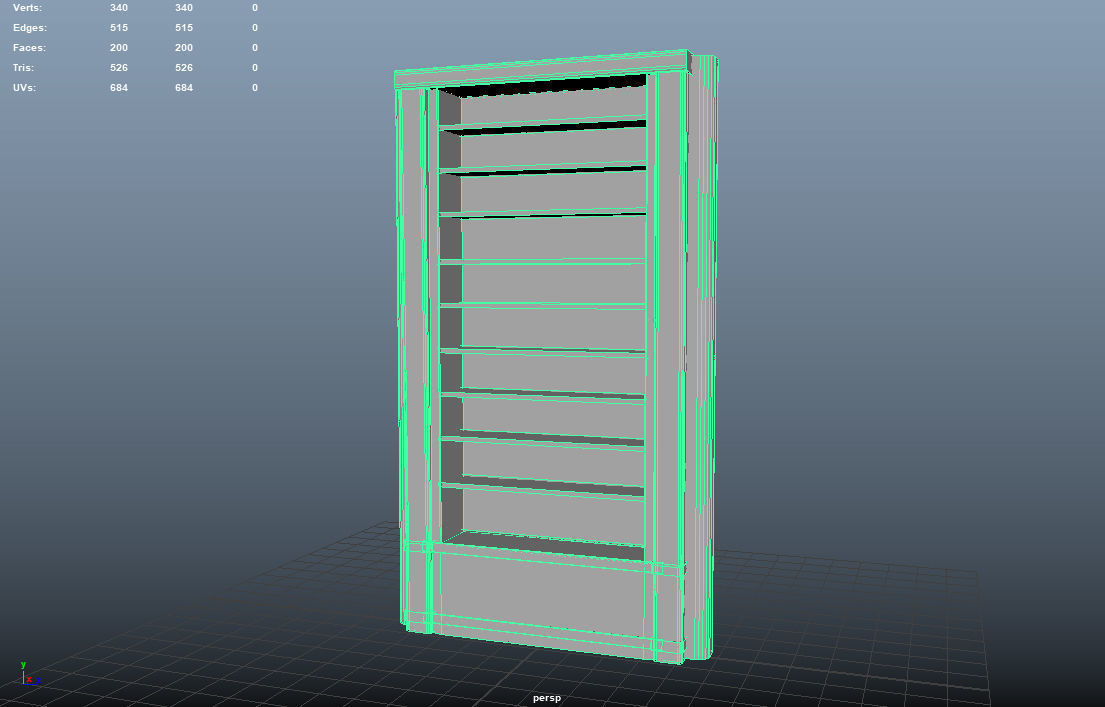 bookshelf library low poly 3d model Low-poly 3D model_12