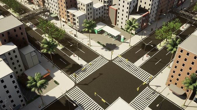 Urban Cityscape Pack  low-poly 3d model Low-poly 3D model 2