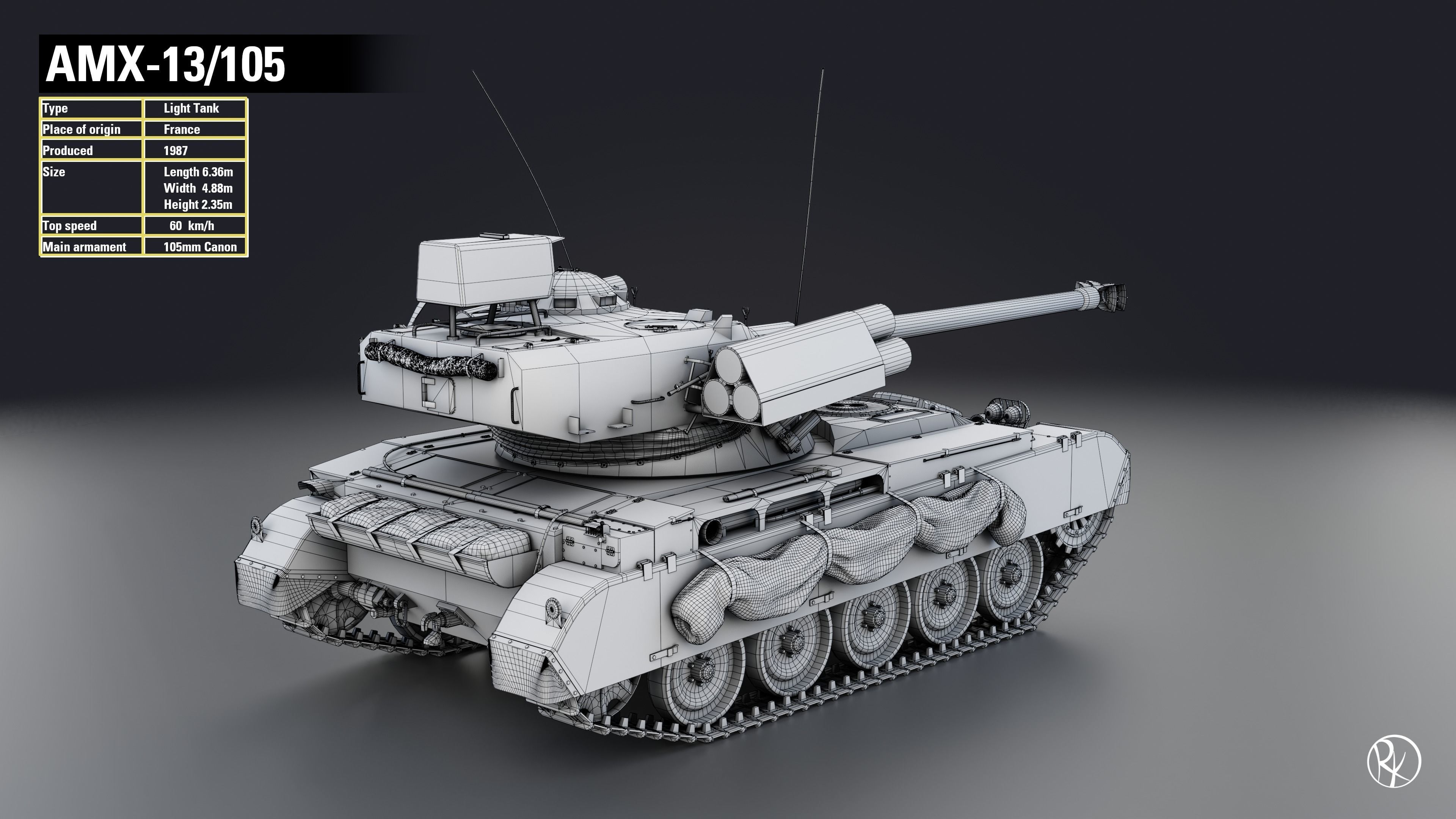 AMX-13 105 PBR Model 3D model_14