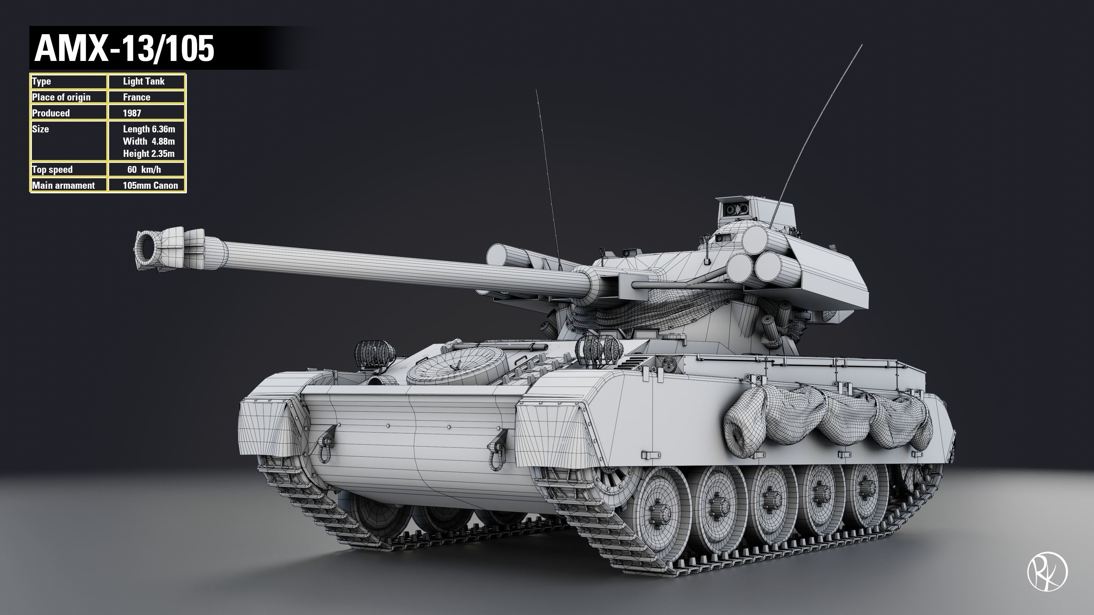 AMX-13 105 PBR Model 3D model_13