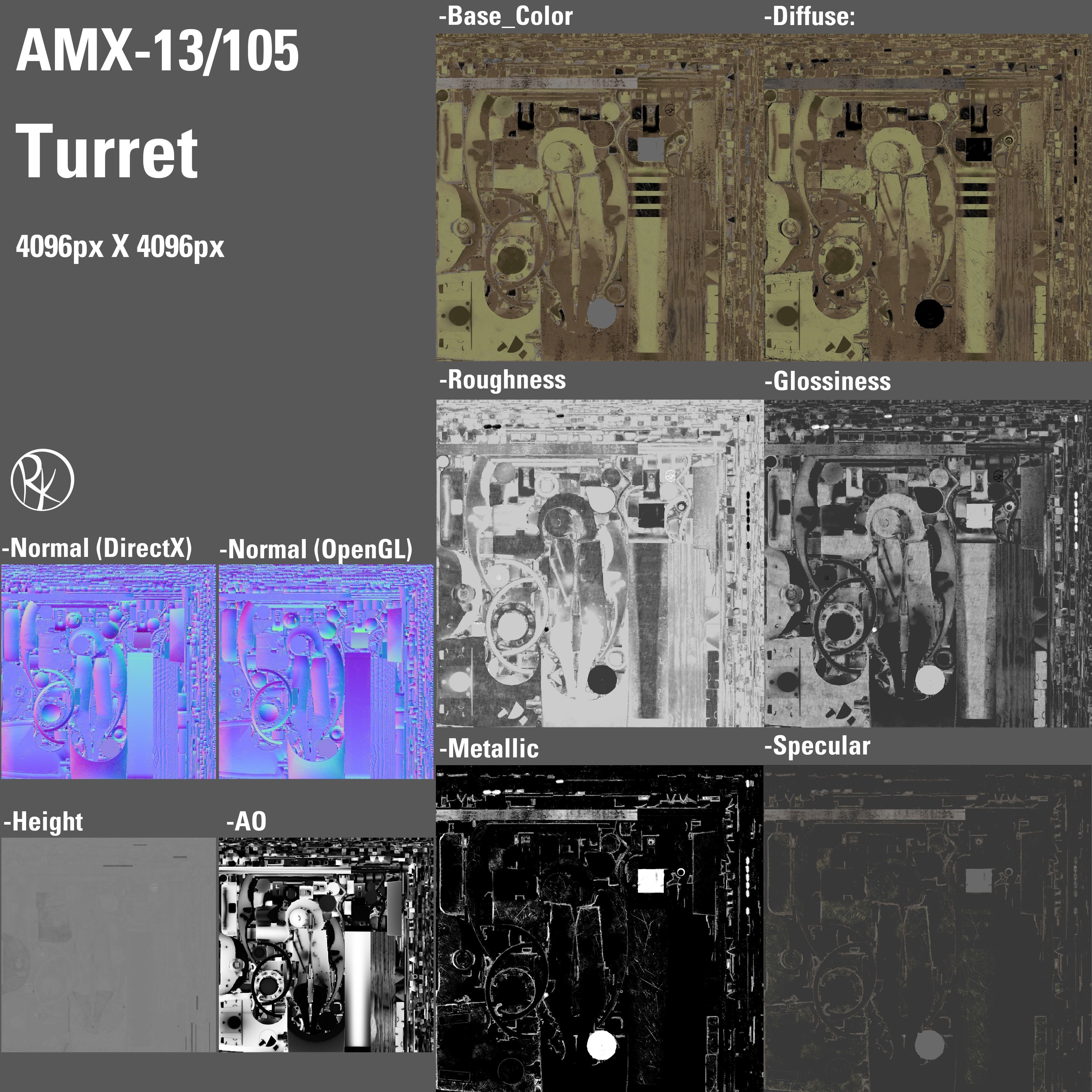 AMX-13 105 PBR Model 3D model_26