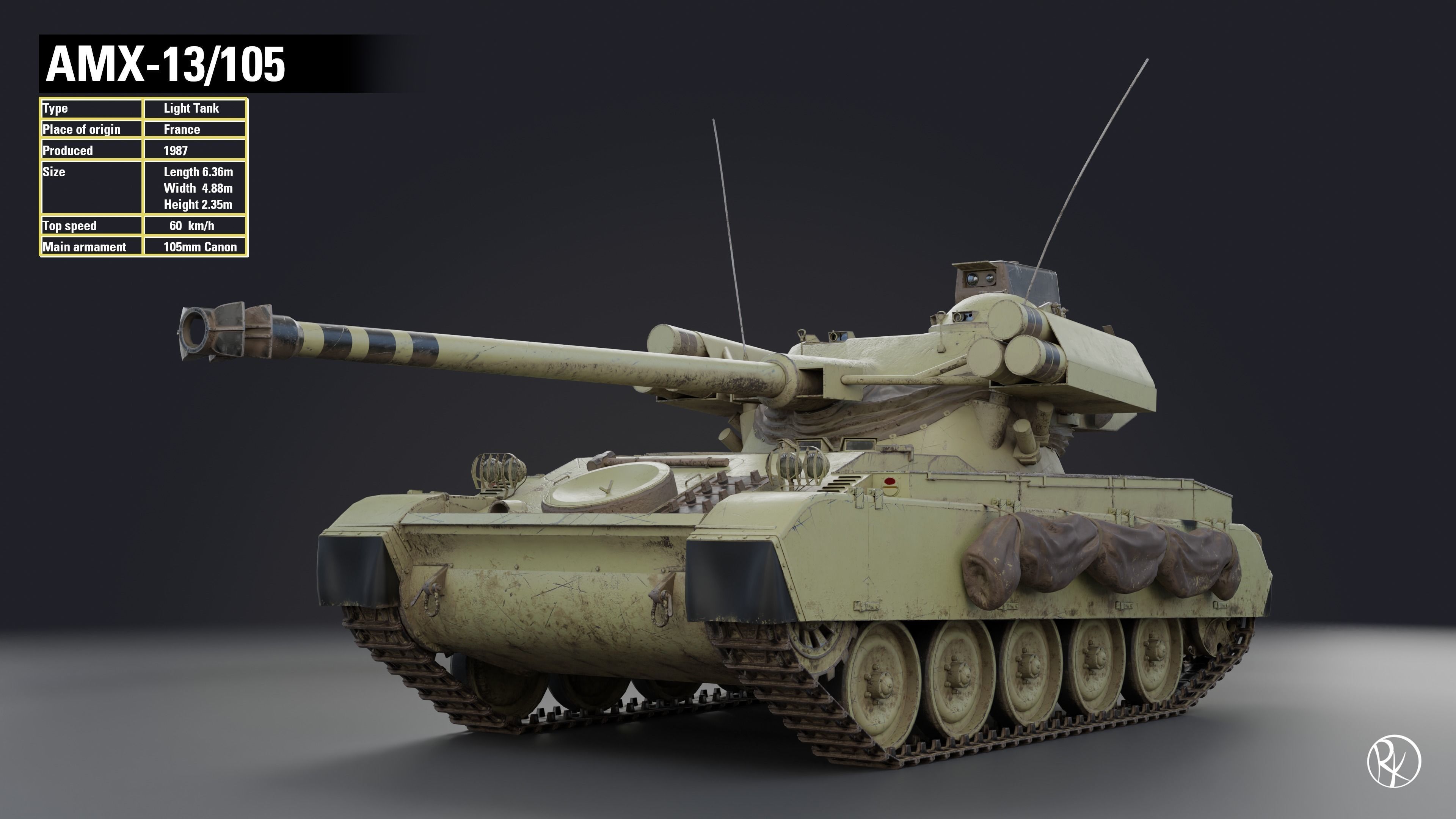 AMX-13 105 PBR Model 3D model_2