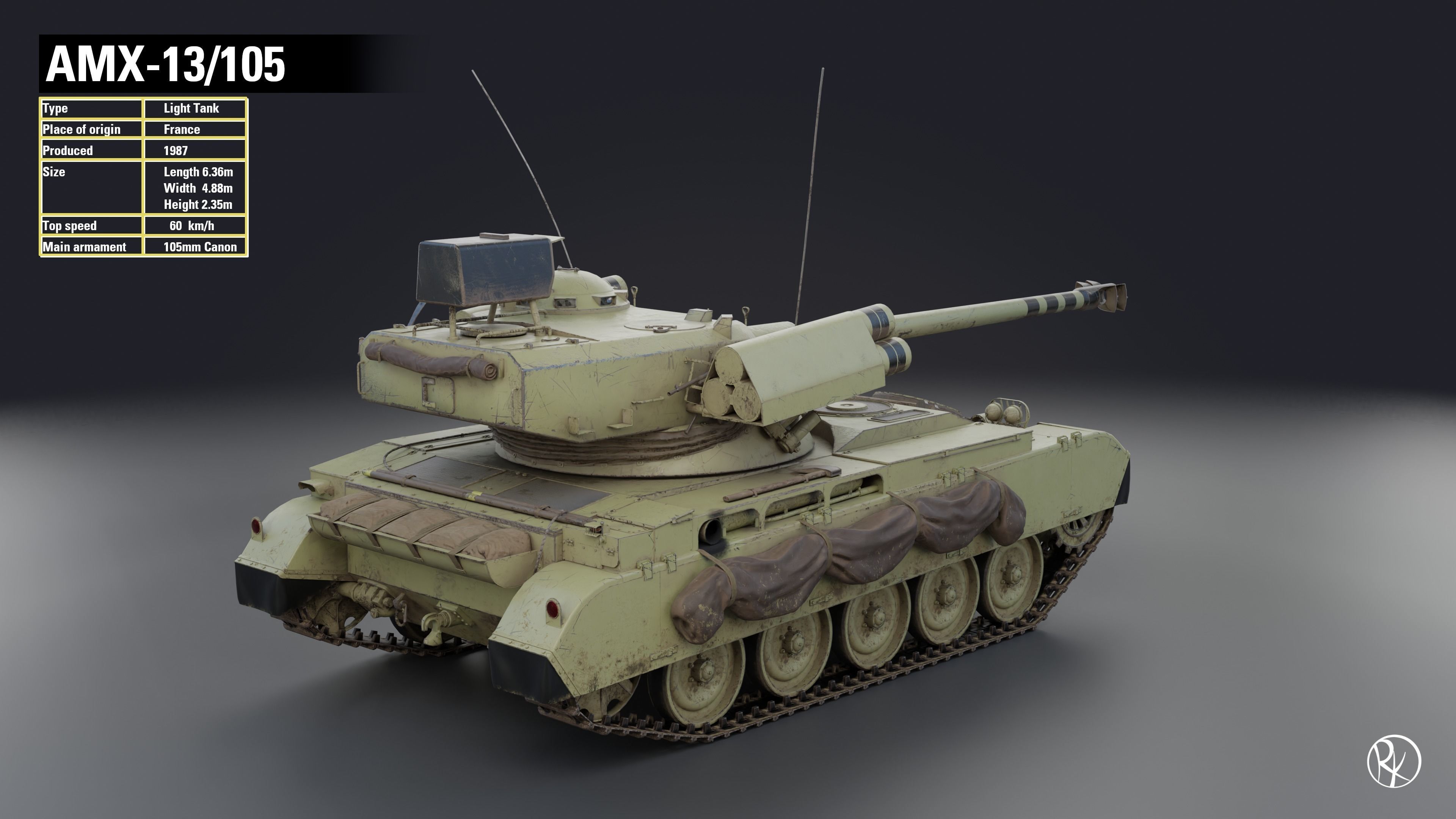 AMX-13 105 PBR Model 3D model_3