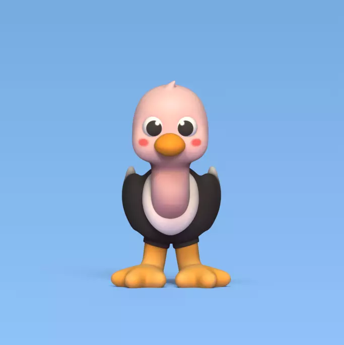Cute Ostrich 3D print model_0