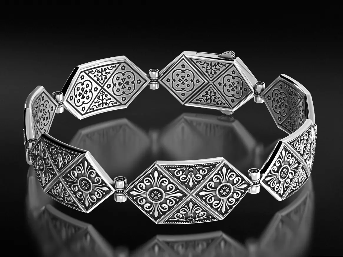Stylish bracelet with antique patterns 653 3D print model_0