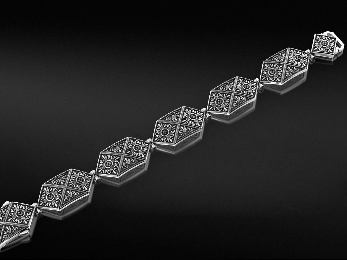 Stylish bracelet with antique patterns 653 3D print model_8