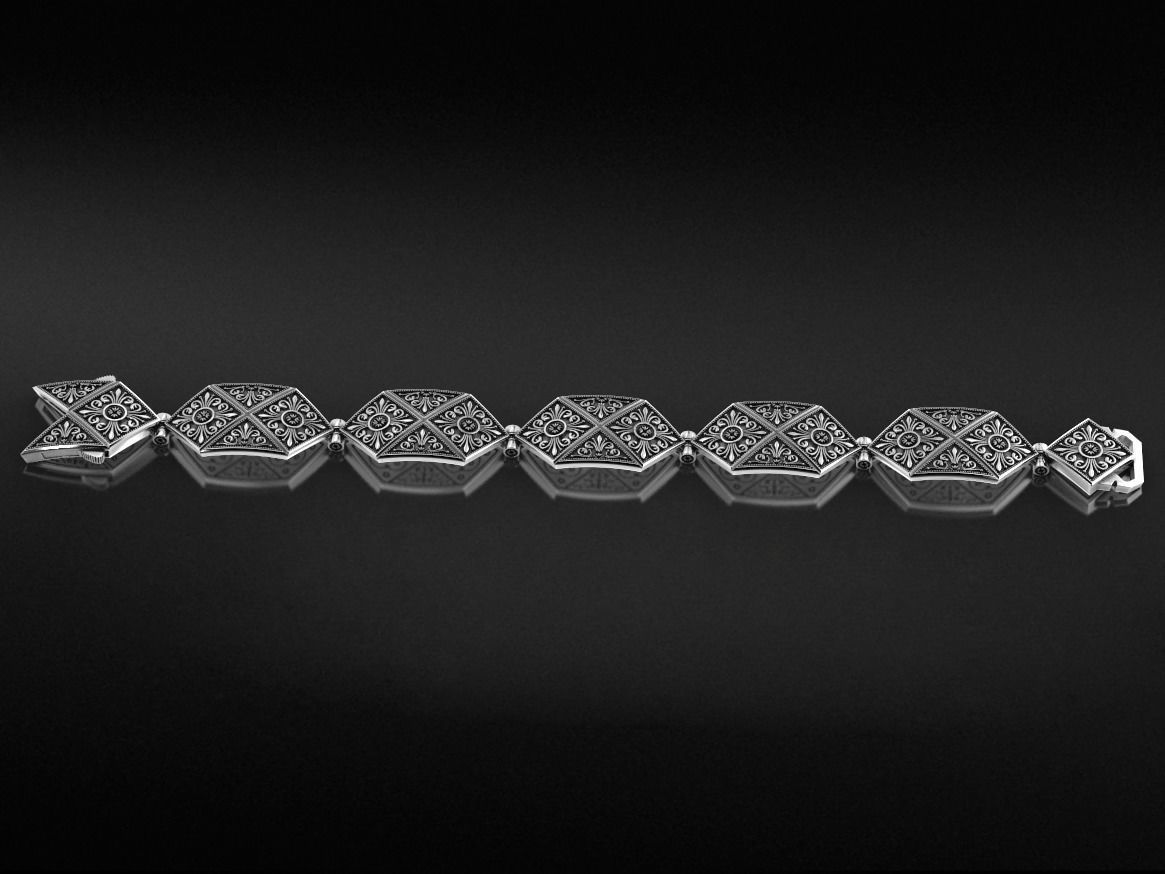 Stylish bracelet with antique patterns 653 3D print model_4
