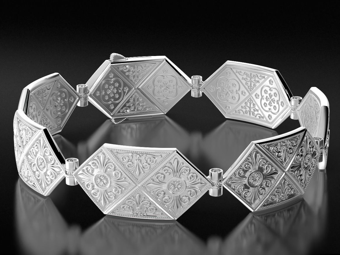 Stylish bracelet with antique patterns 653 3D print model_13