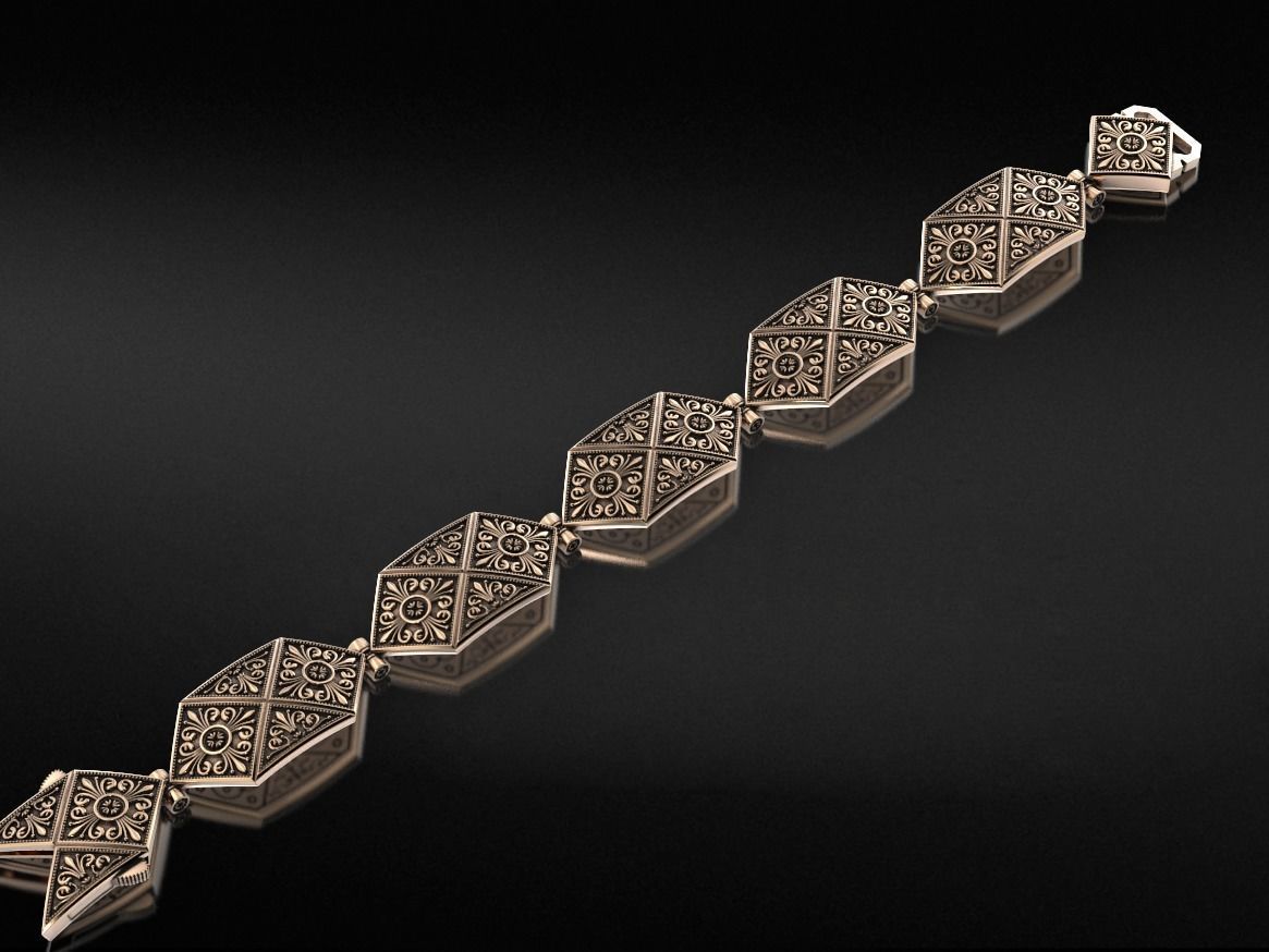 Stylish bracelet with antique patterns 653 3D print model_7
