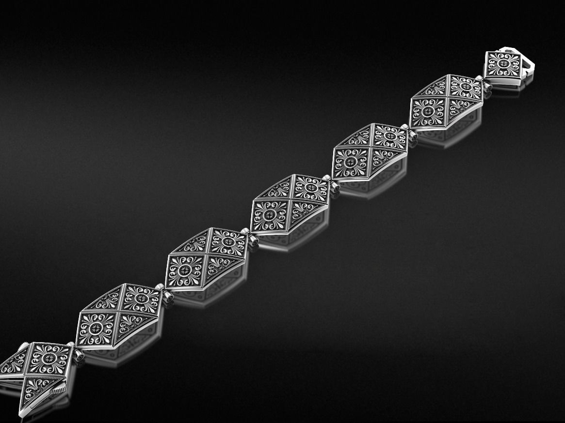 Stylish bracelet with antique patterns 653 3D print model_5