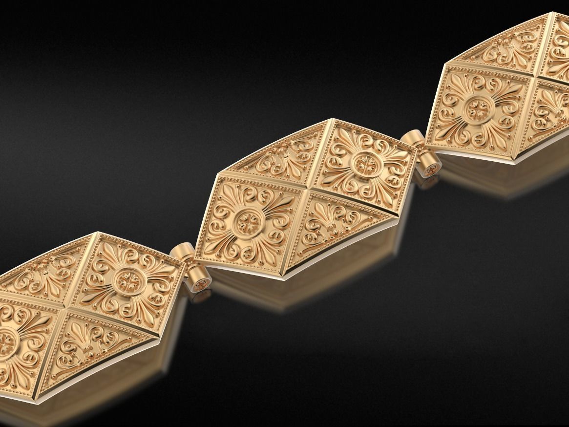 Stylish bracelet with antique patterns 653 3D print model_10