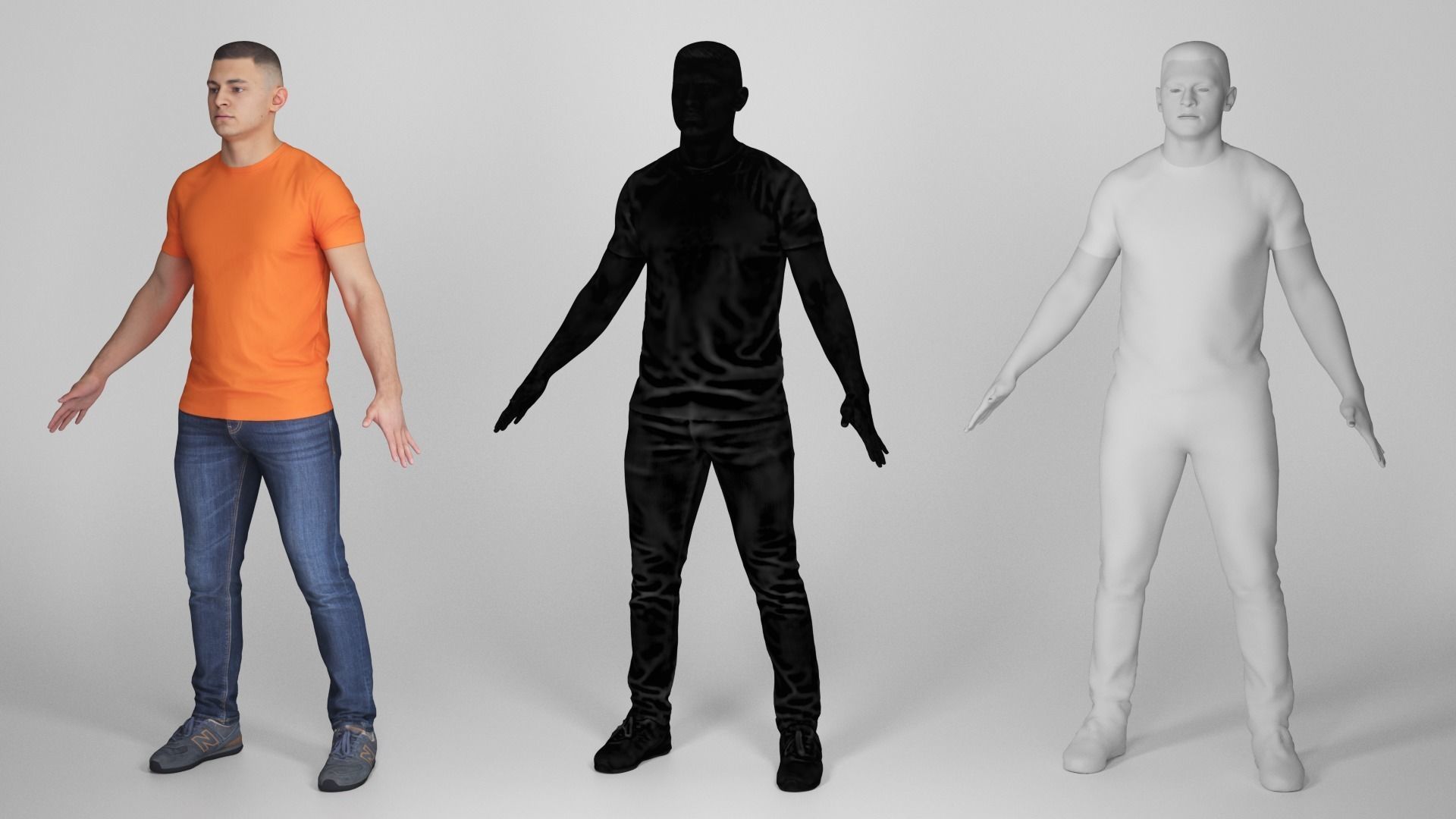 Young man in orange t-shirt ready for animation 328 Low-poly 3D model_4