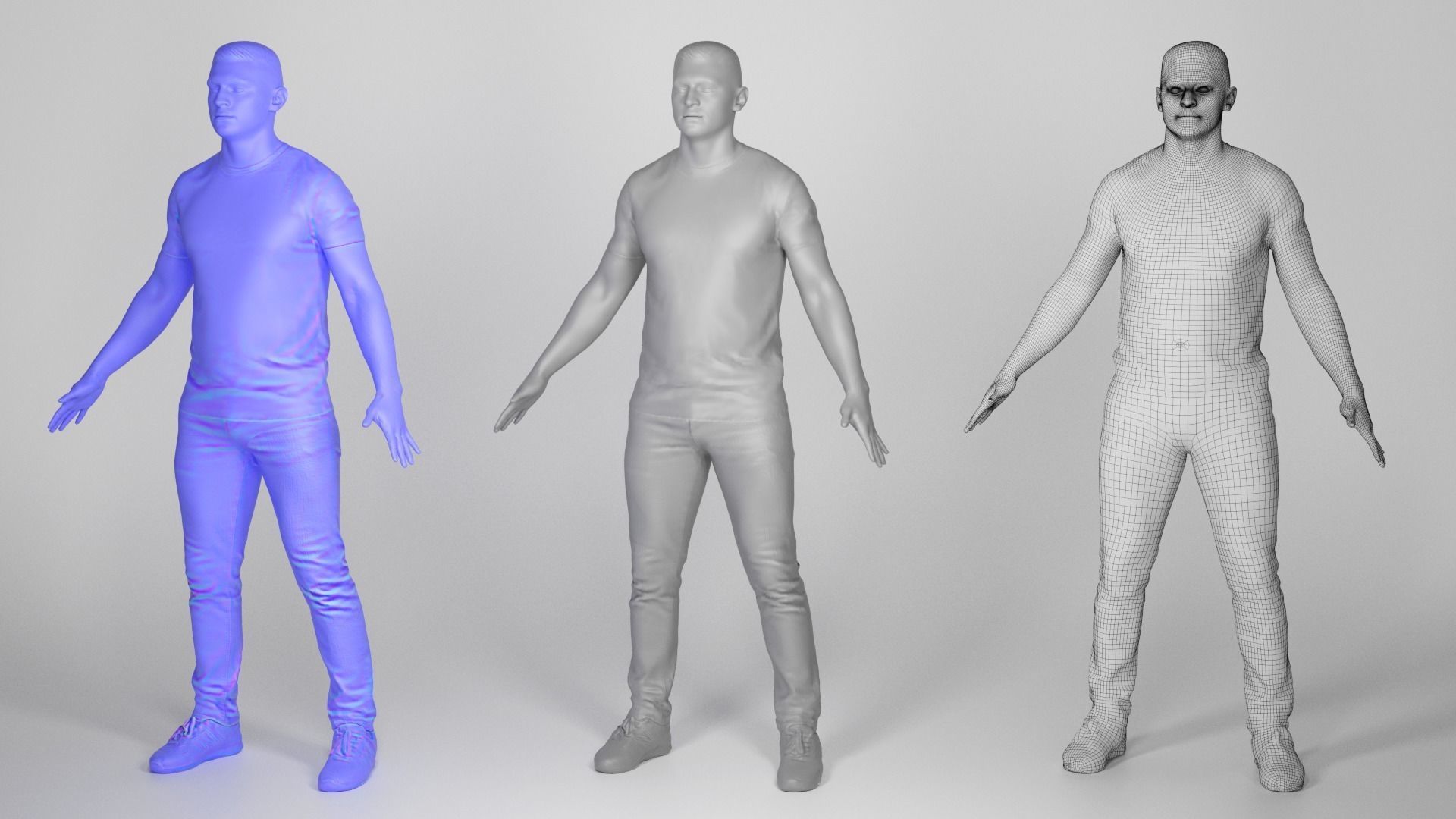 Young man in orange t-shirt ready for animation 328 Low-poly 3D model_3