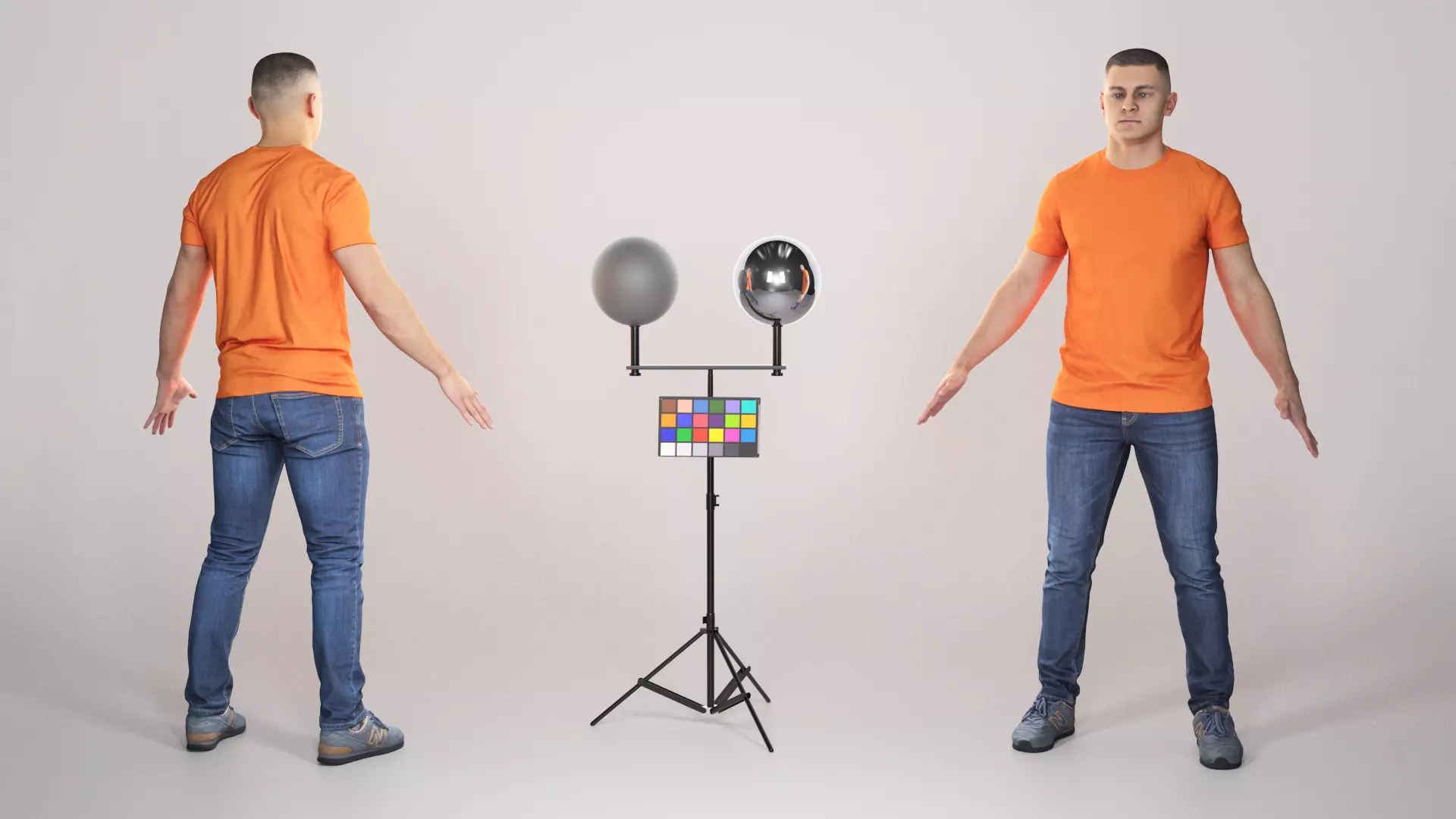 Young man in orange t-shirt ready for animation 328 Low-poly 3D model_0