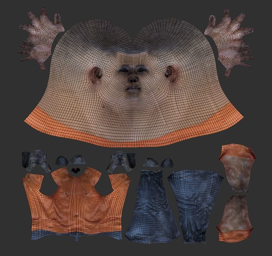 Young man in orange t-shirt ready for animation 328 Low-poly 3D model_7