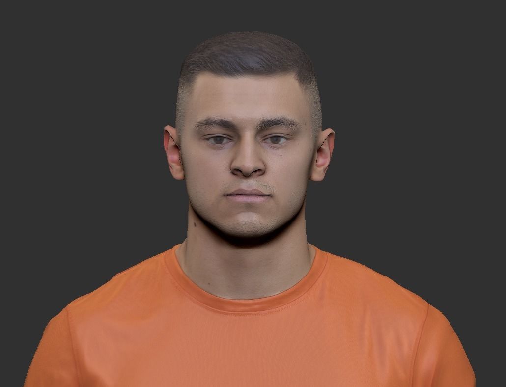 Young man in orange t-shirt ready for animation 328 Low-poly 3D model_6