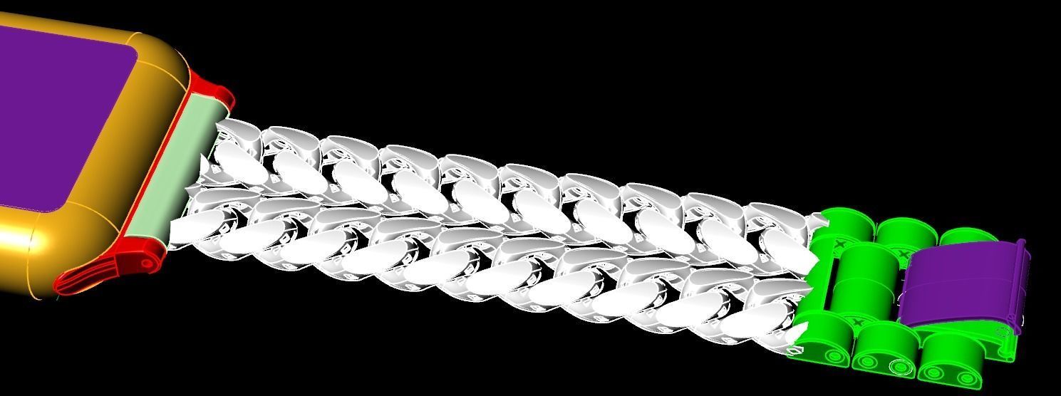 Apple Watch 2x Cuban Chain Band 17cm 3D print model_2