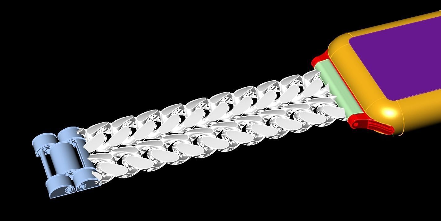 Apple Watch 2xCuban Chain Band 14cm 3D print model_3