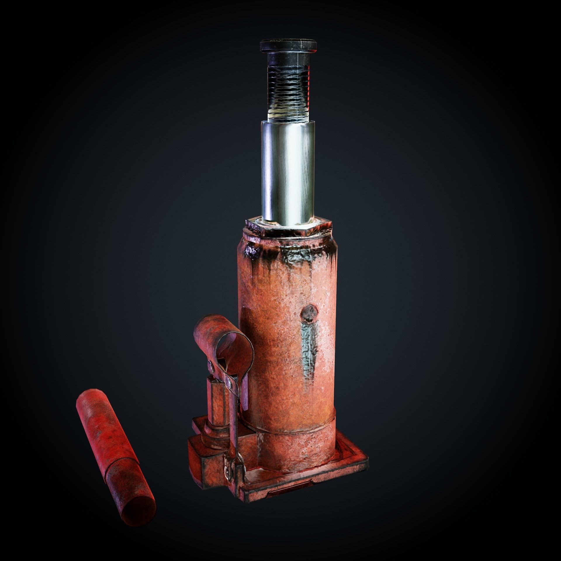 Hydraulic Jack PBR LowPoly Low-poly 3D model_3