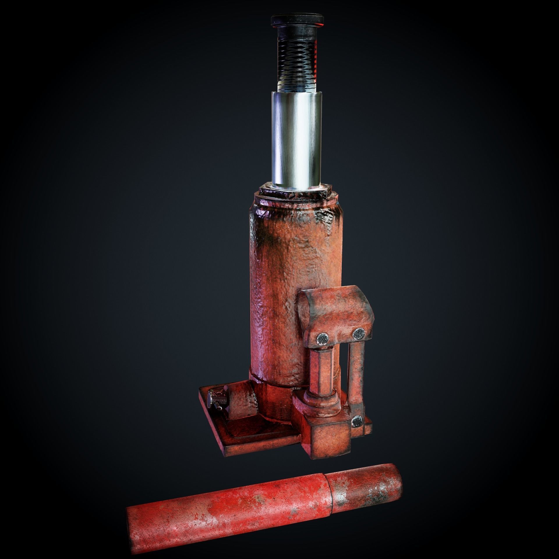 Hydraulic Jack PBR LowPoly Low-poly 3D model_4