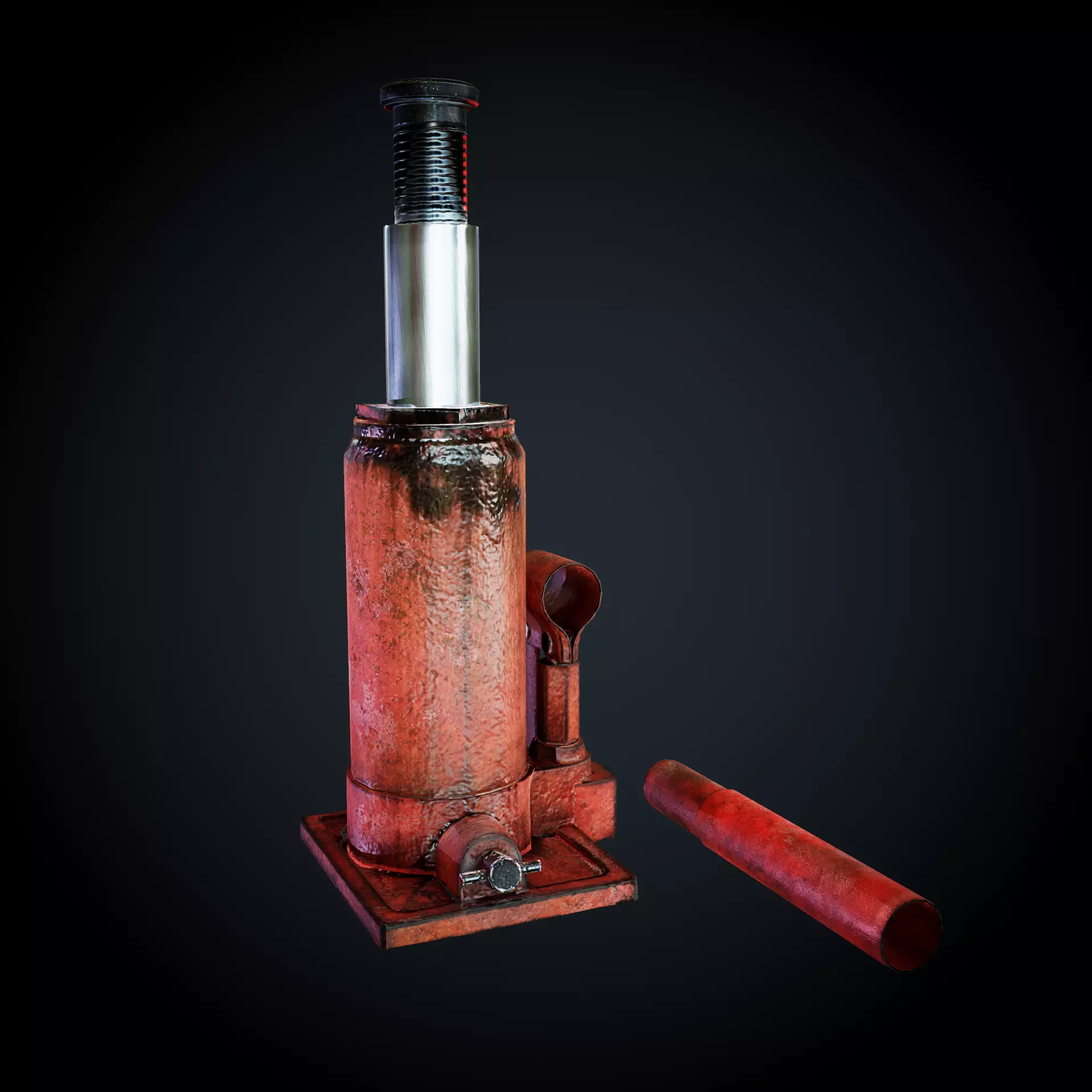 Hydraulic Jack PBR LowPoly Low-poly 3D model_0