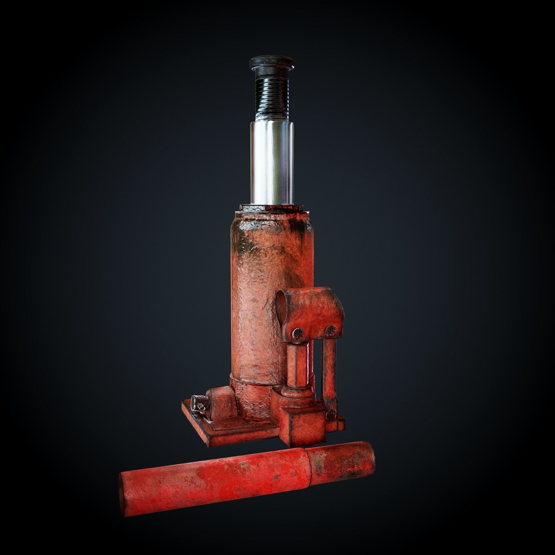 Hydraulic Jack PBR LowPoly Low-poly 3D model_2