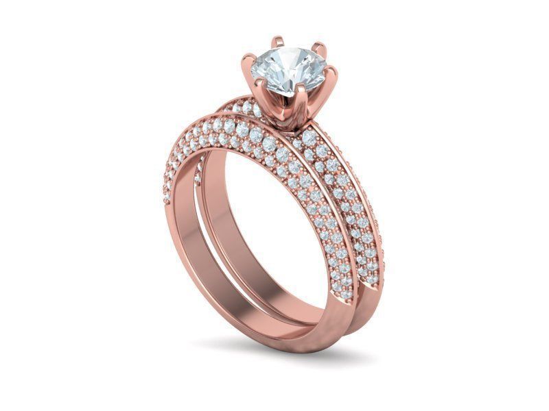 Wedding Set Jewelry Set 1ct Stone Wedding band 3dmodels 3D Model Collection_3