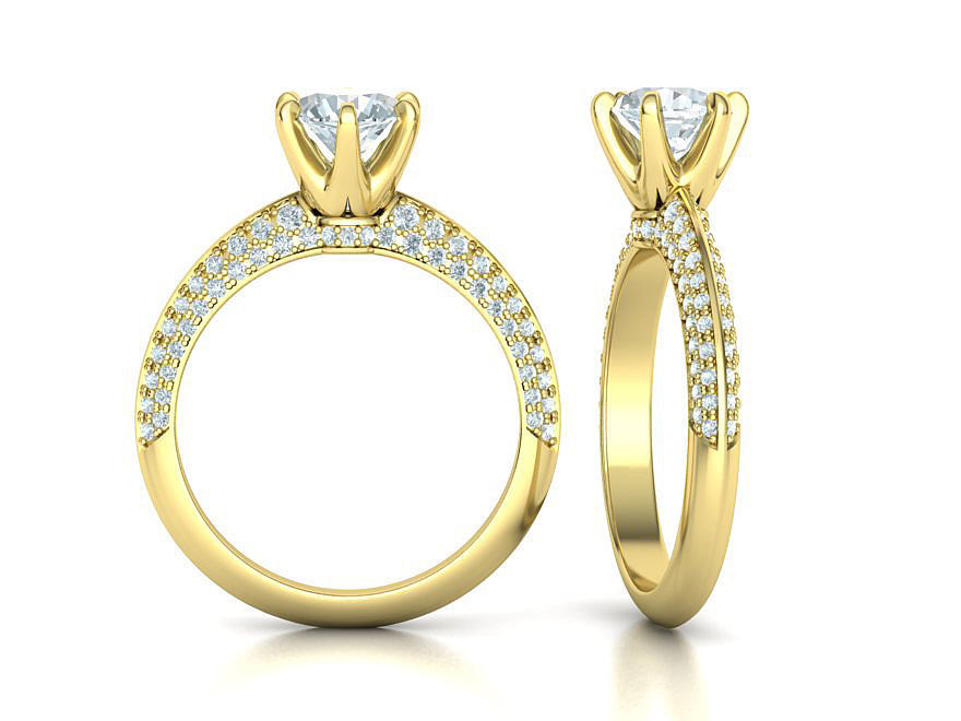 Wedding Set Jewelry Set 1ct Stone Wedding band 3dmodels 3D Model Collection_30