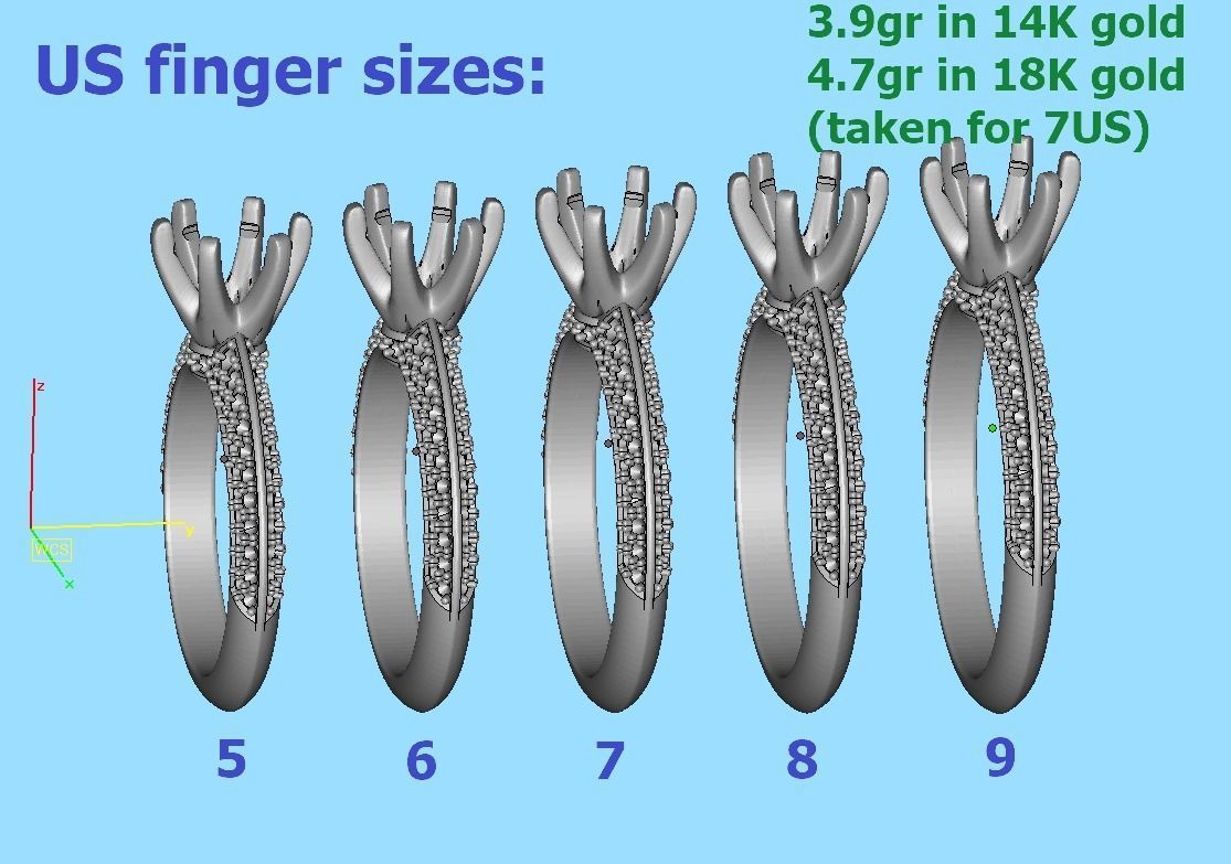 Wedding Set Jewelry Set 1ct Stone Wedding band 3dmodels 3D Model Collection_40