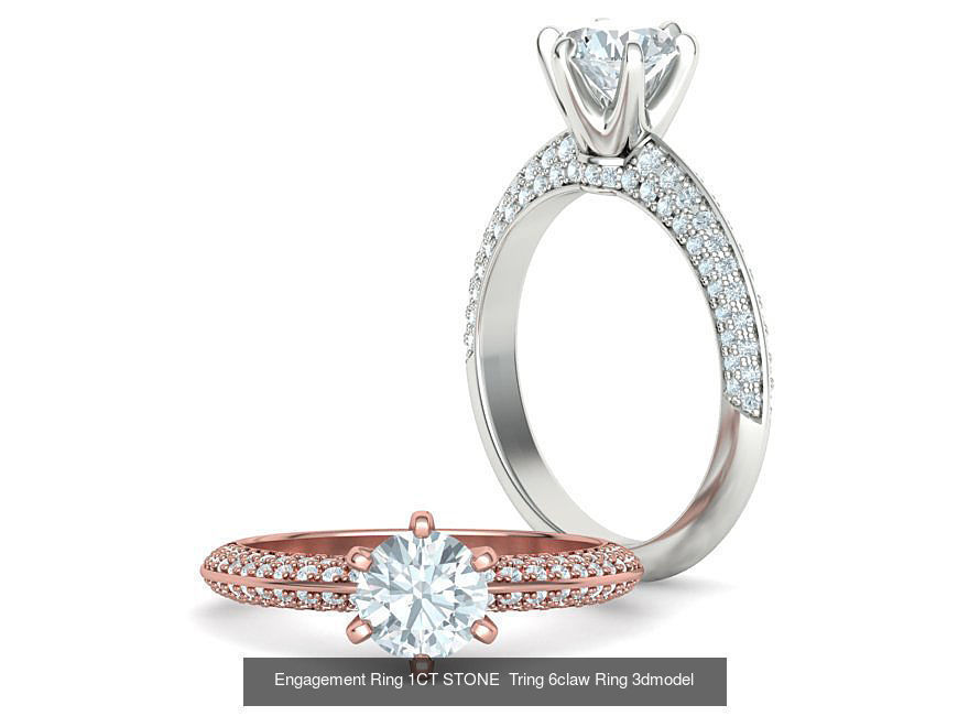 Wedding Set Jewelry Set 1ct Stone Wedding band 3dmodels 3D Model Collection_2