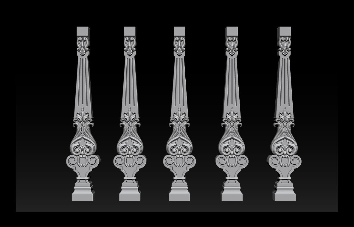 Carved decor for stairs 3D print model_11