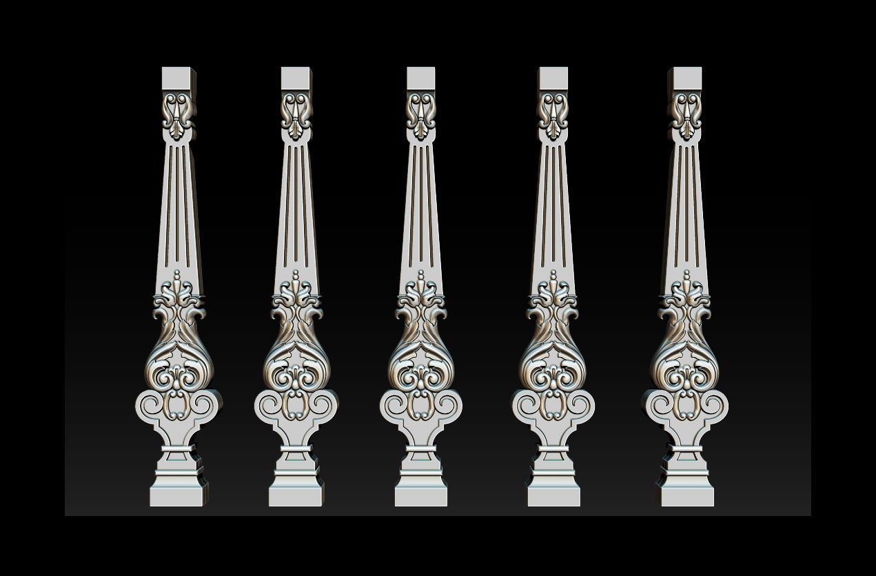 Carved decor for stairs 3D print model_7