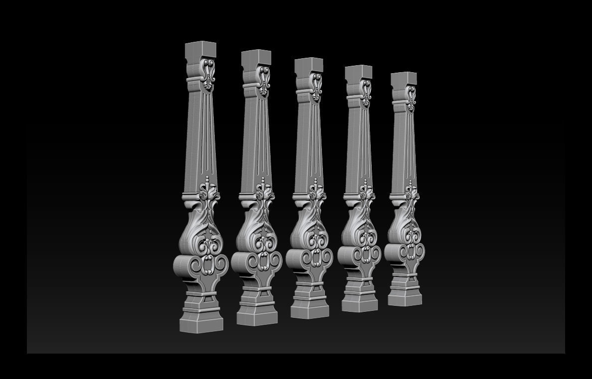 Carved decor for stairs 3D print model_10