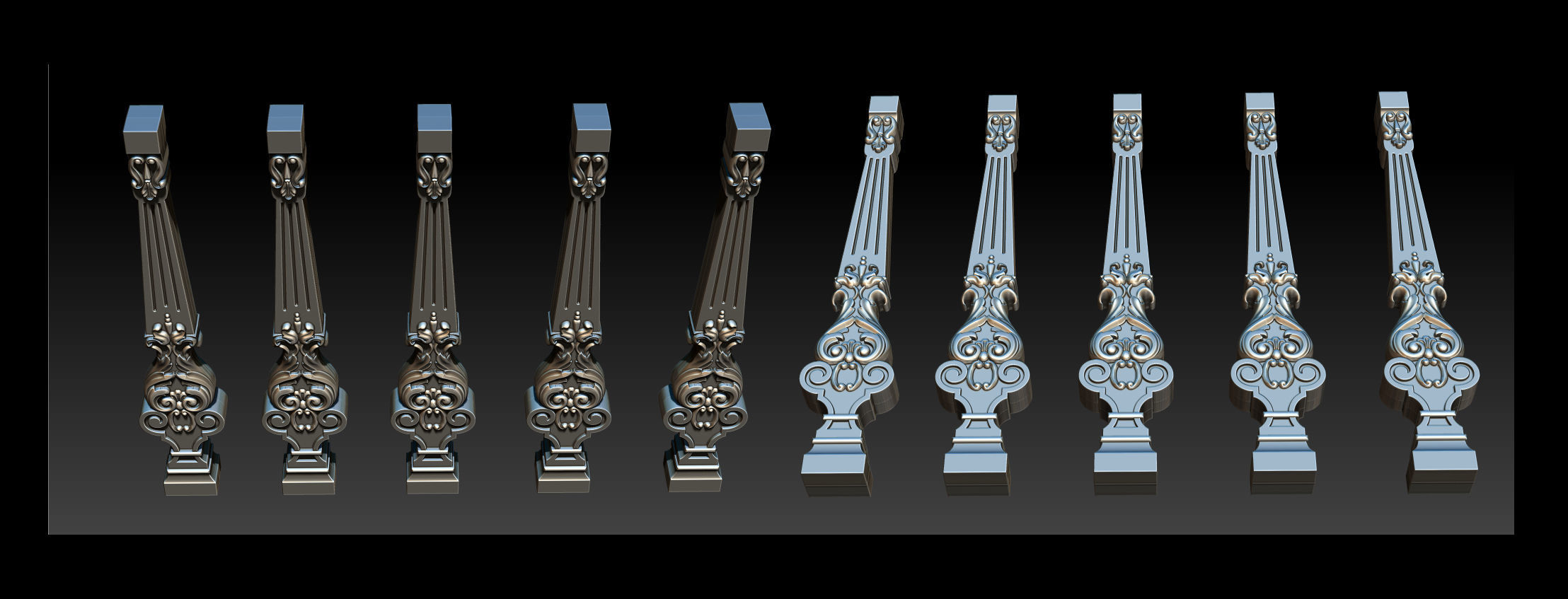 Carved decor for stairs 3D print model_1