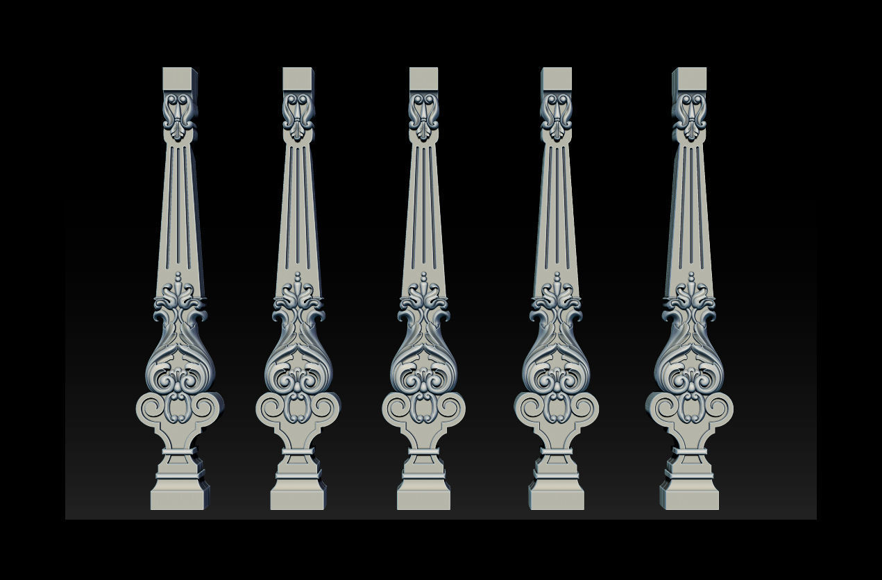 Carved decor for stairs 3D print model_6