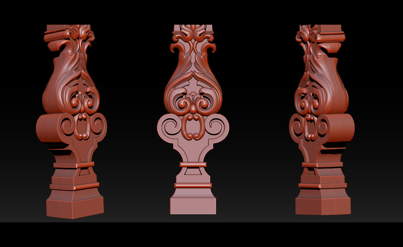 Carved decor for stairs 3D print model_25