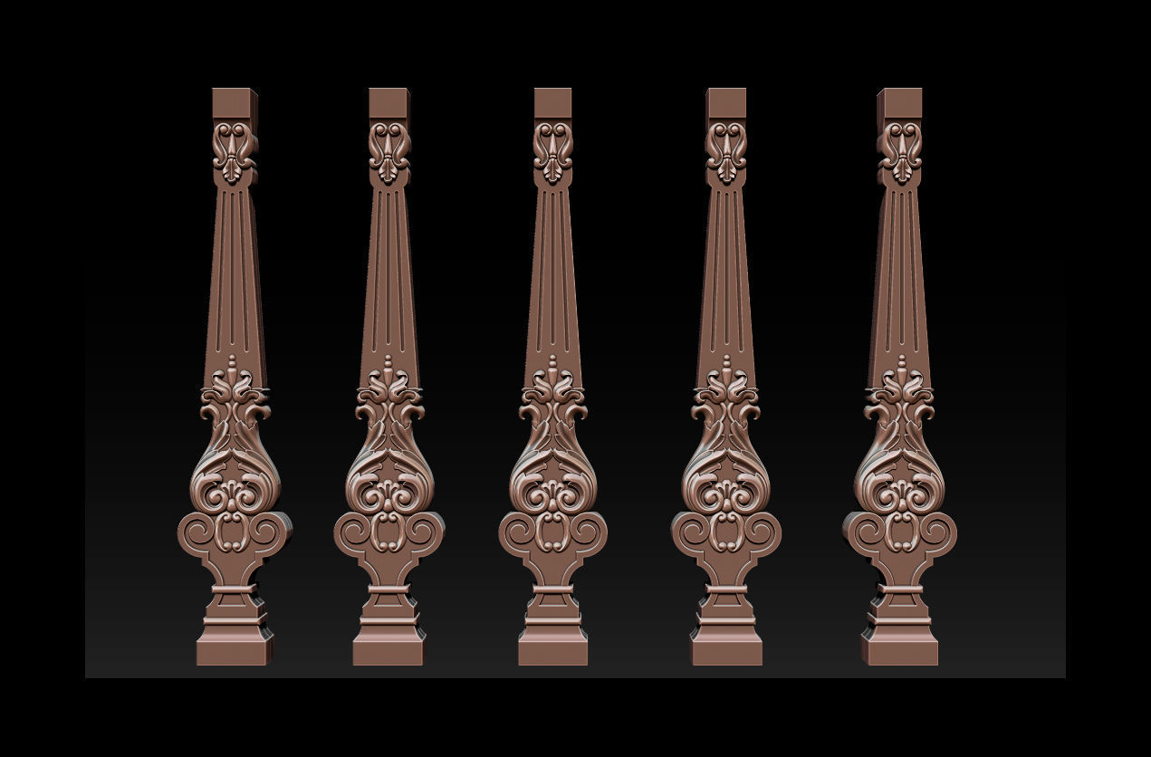 Carved decor for stairs 3D print model_4