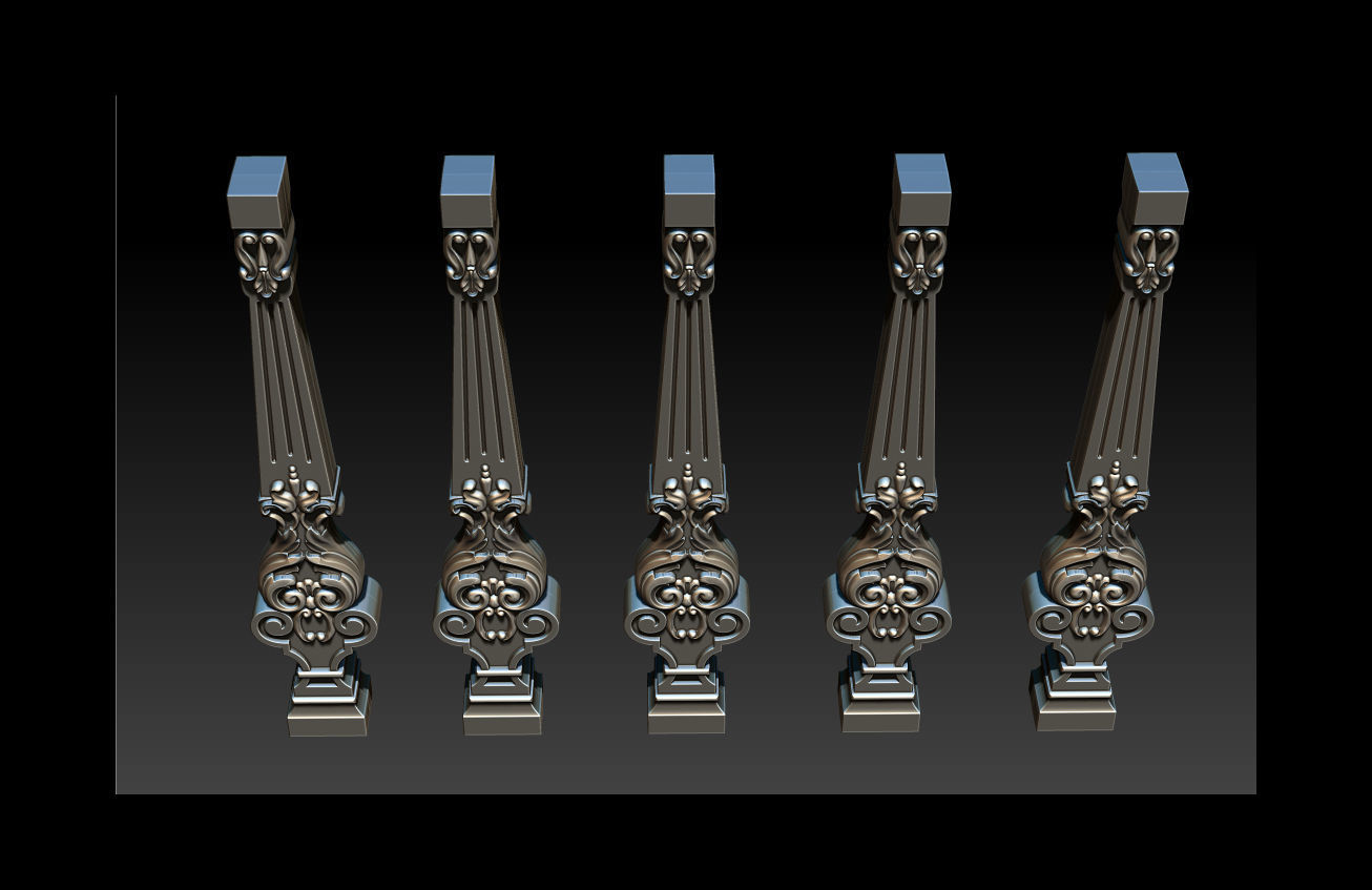 Carved decor for stairs 3D print model_9