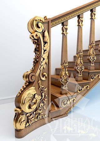 Carved decor for stairs 3D print model_23