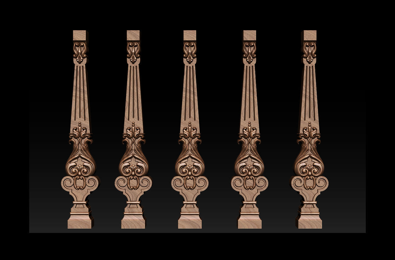 Carved decor for stairs 3D print model_5