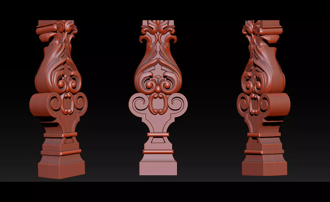 Carved decor for stairs 3D print model_0