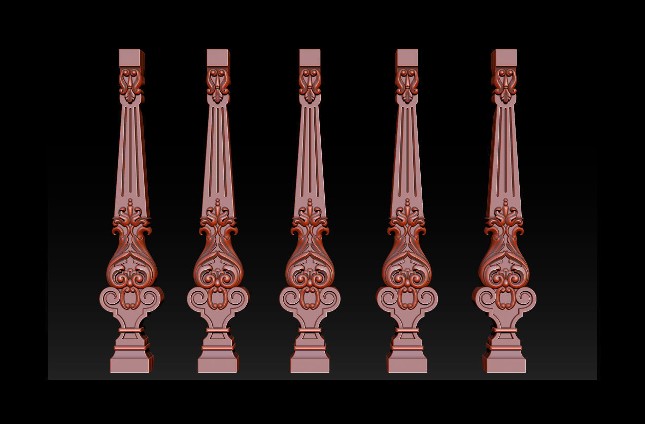 Carved decor for stairs 3D print model_3