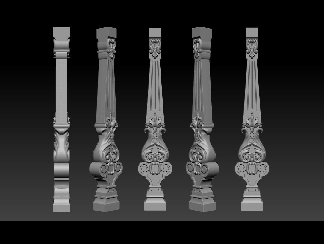 Carved decor for stairs 3D print model_2
