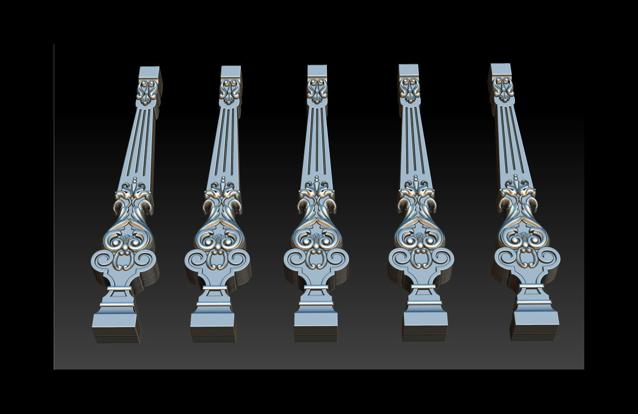 Carved decor for stairs 3D print model_8