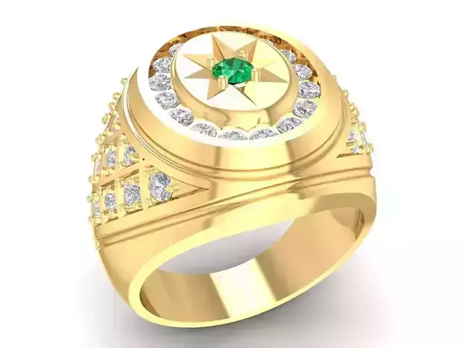 Luxury Star Compass Men Ring 3D Model 934