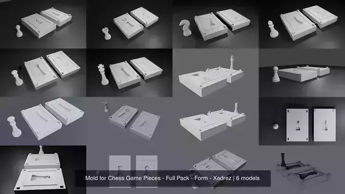 Mold for Chess Game Pieces - Full Pack - Form - Xadrez 3D Model Collection