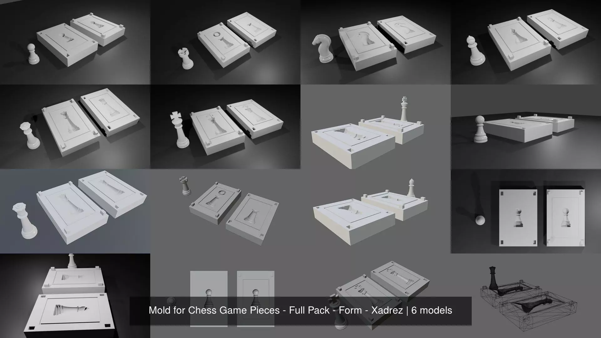 Mold for Chess Game Pieces - Full Pack - Form - Xadrez 3D Model Collection_0