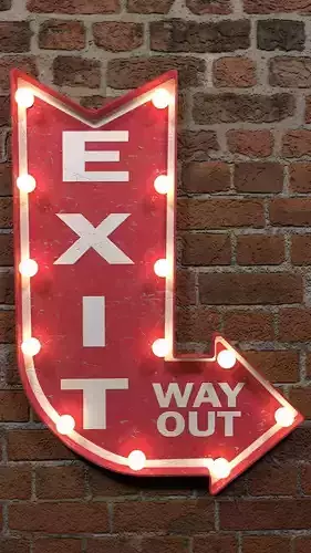 Highly detailed model of vintage lighted exit sign