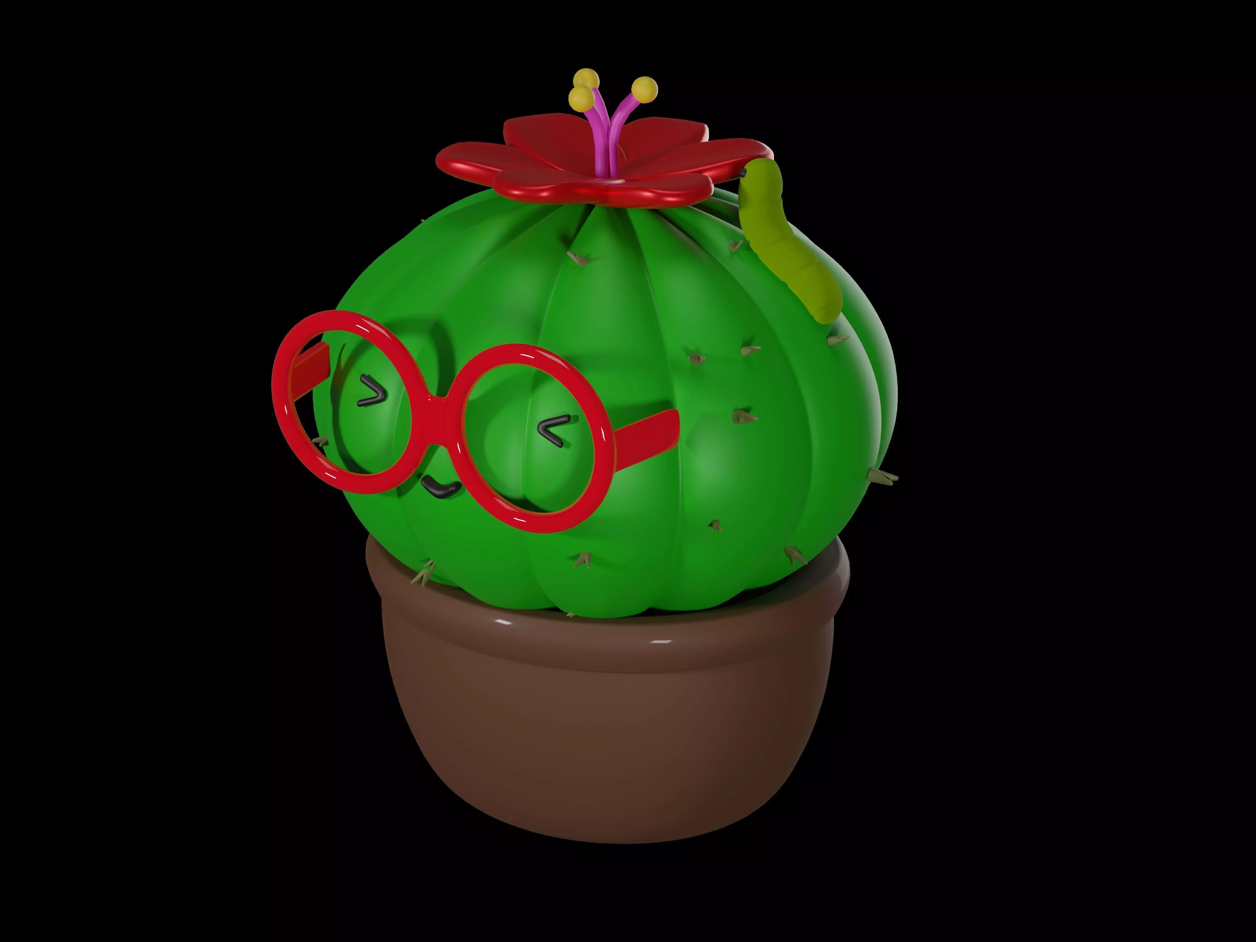 Cactus with glasses Free 3D model